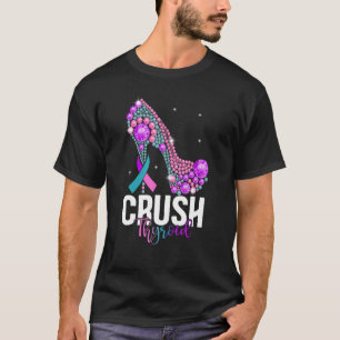 Camiseta Tireóide Esmagada laço rosa brilhante azul-petróle