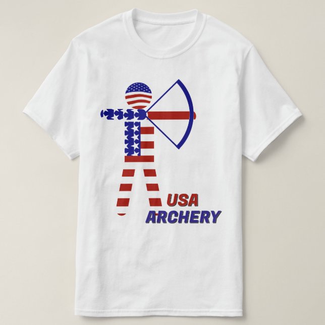 Camiseta TIRO COM ARCO Patriótico EUA (Frente do Design)