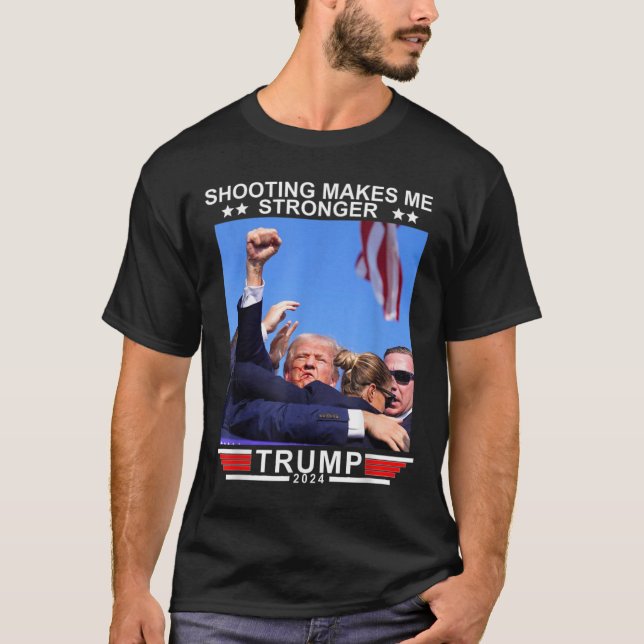 Camiseta Tiro Me Torna Mais Forte Donald Trump 2024 (Frente)