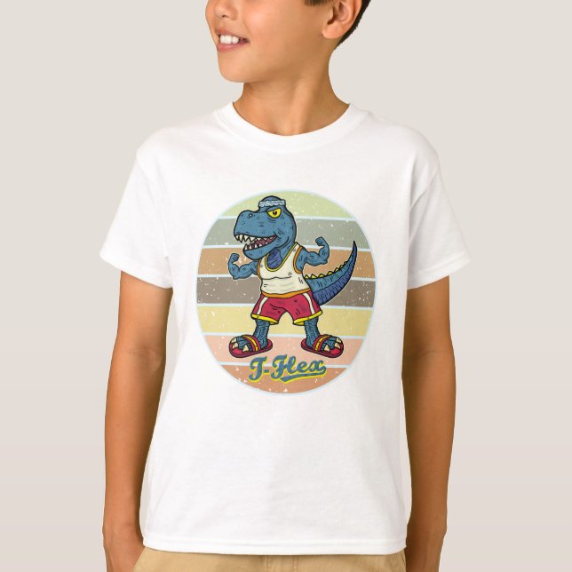 Camiseta Tiro Muscular Engraçado Tyrannosaurus Rex T-Flex (Frente)