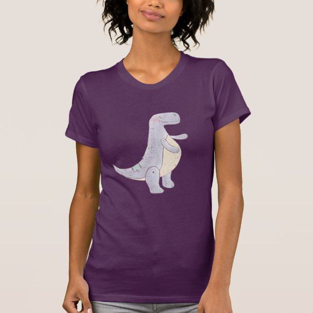 Camiseta Tiro Tirrannosaurus Rex Dinossaur, Cinza de raça (Frente)
