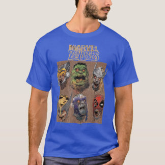 Camiseta Tiros de grupo de zumbis rosto bo up garota retrô 