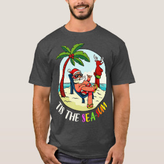 Camiseta Tis The Sea-Sun Funny Santa Beach Summer Christmas