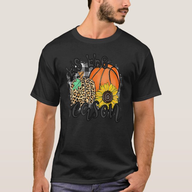 Camiseta Tis The Season Basketball Pumpkin Fall Thanksgivin (Frente)