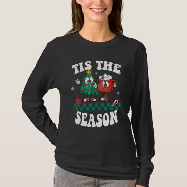 Camiseta Tis The Season Christmas Hot Chocolate Pine Tree (Frente)