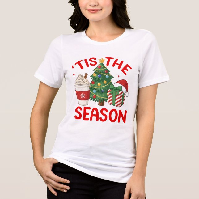 Camiseta Tis The Season Christmas Tree Coffee Gift Design (Frente)