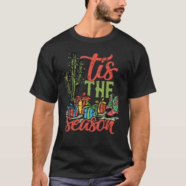 Camiseta Tis' The Season Christmas Western Country (Frente)
