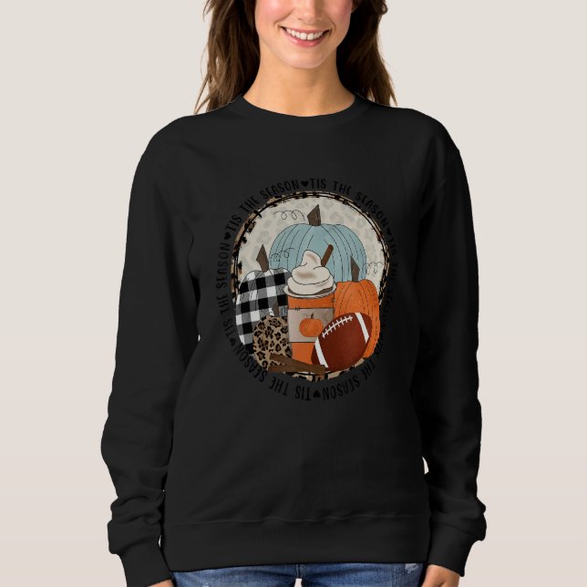 Camiseta Tis The Season Coffee Fall Football Pumpkin Thanks (Frente)