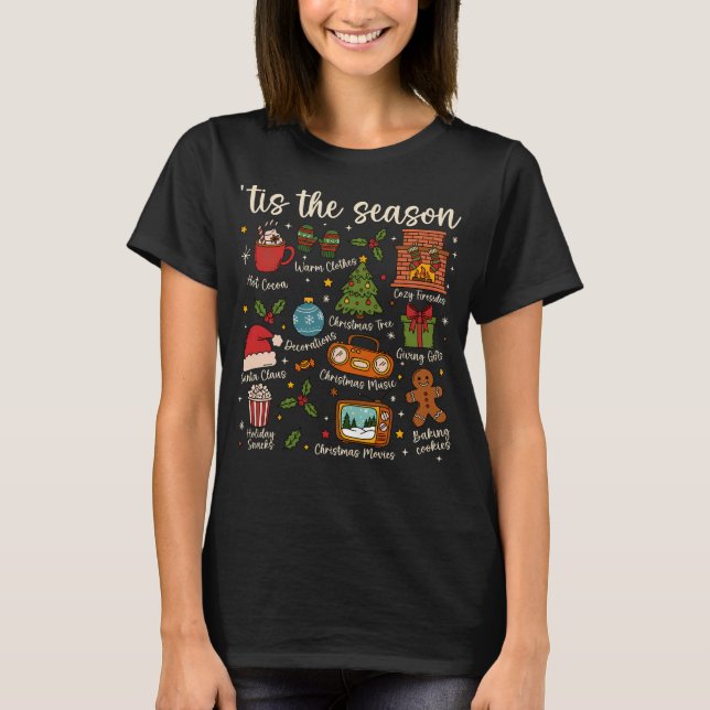 Camiseta Tis the Season Cozy Christmas Icons Holiday Shirt (Frente)