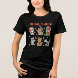 Camiseta Tis The Season Cute Cat Squad Christmas Gift