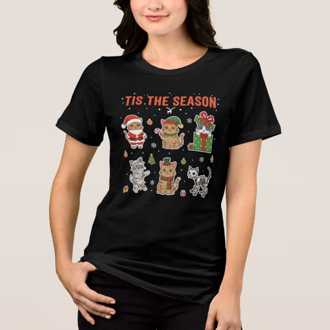 Camiseta Tis The Season Cute Cat Squad Christmas Gift (Frente)