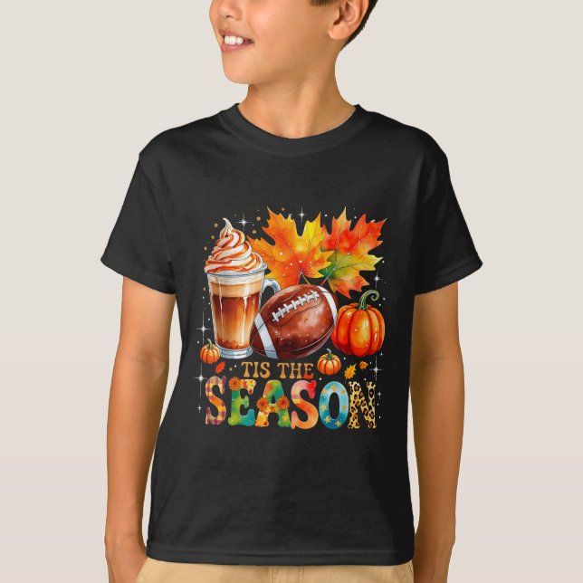 Camiseta Tis The Season Fall Coffee Football Autumn Gift  (Frente)