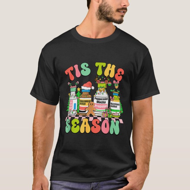 Camiseta Tis The Season Funny Nurse Christmas Bottles  (Frente)