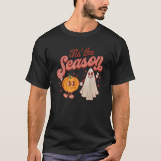 Camiseta Tis The Season Pumpkin Boo 60s 70s Hippie Hallowee