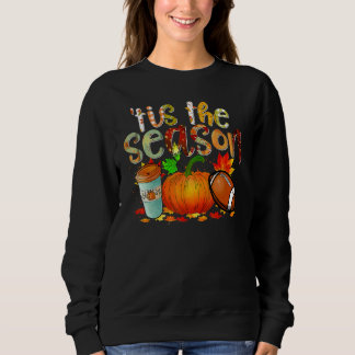 Camiseta Tis The Season Pumpkin Leaf Latte Fall Thanksgivin