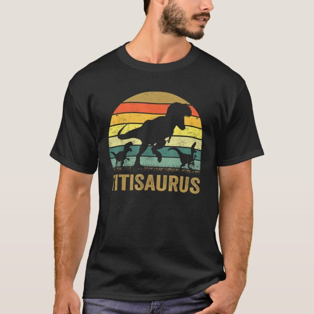 Camiseta Titi Dinosaur T Rex Titisaurus 2 Crianças Matriz F (Frente)