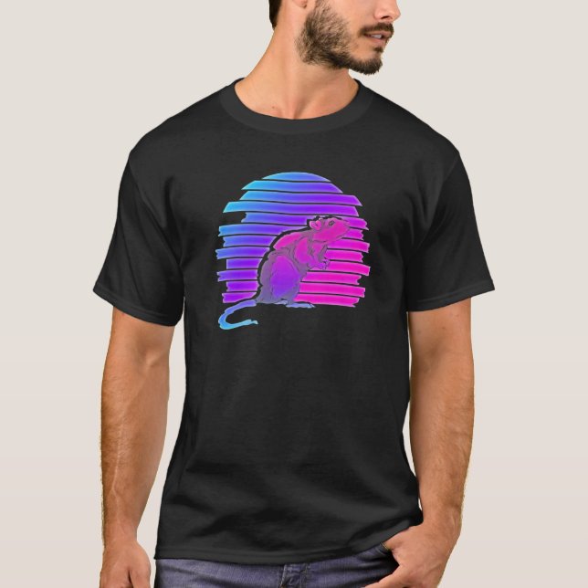 Camiseta Titular de Pet de Rato de Synthwave 80s (Frente)