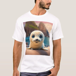 Camiseta **Título:** 3D Caráter De Selo Para Bebês **Descrí