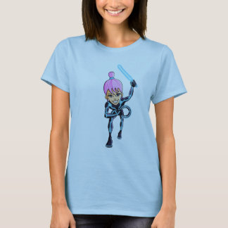 Camiseta Título: Capa da t-camisa do guerreiro da menina