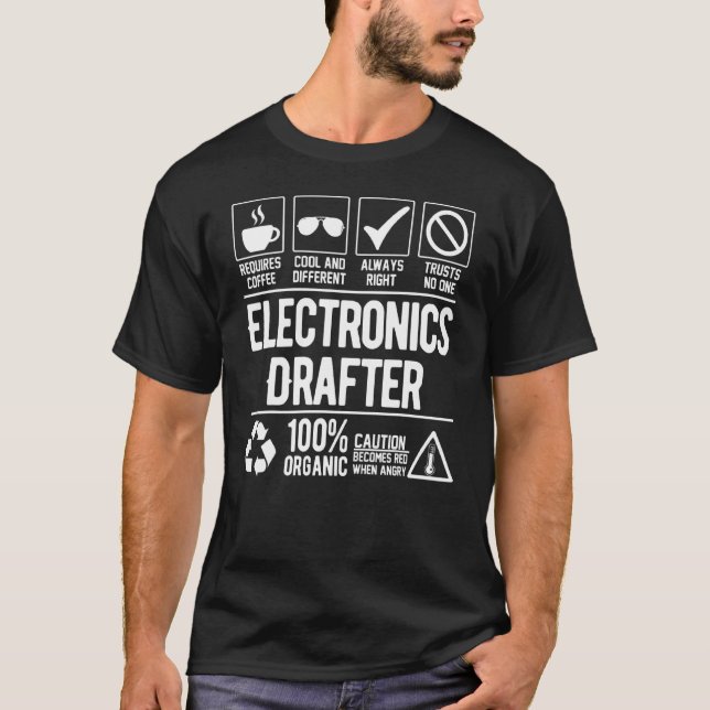 Camiseta Título de emprego de desenhista de eletrônicos   E (Frente)