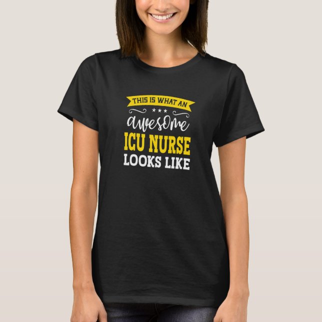 Camiseta Título de Trabalho de Enfermeiro ICU Título de Fun (Frente)