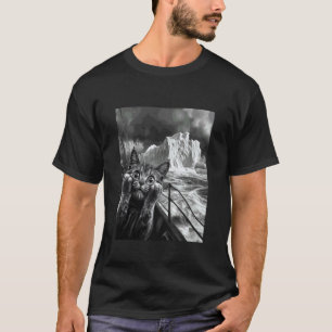 Camiseta Título engraçado do Titanic Iceberg Assustado Gato