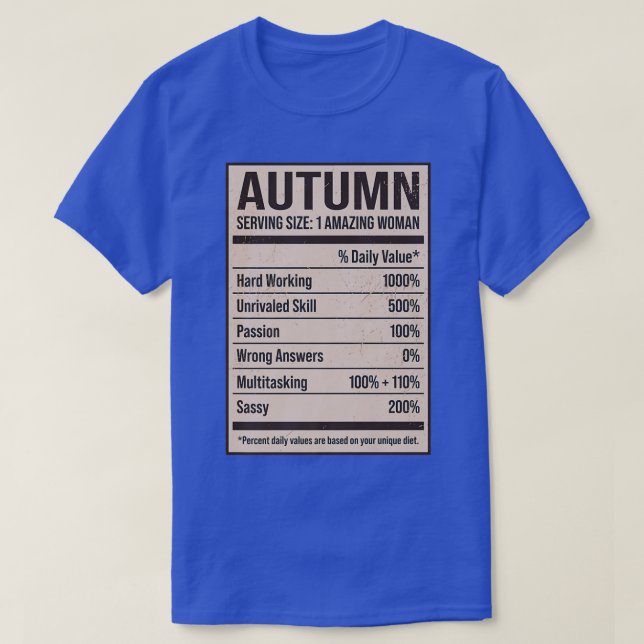 Camiseta Título F - Fatos Nutricionais do outono (Frente do Design)