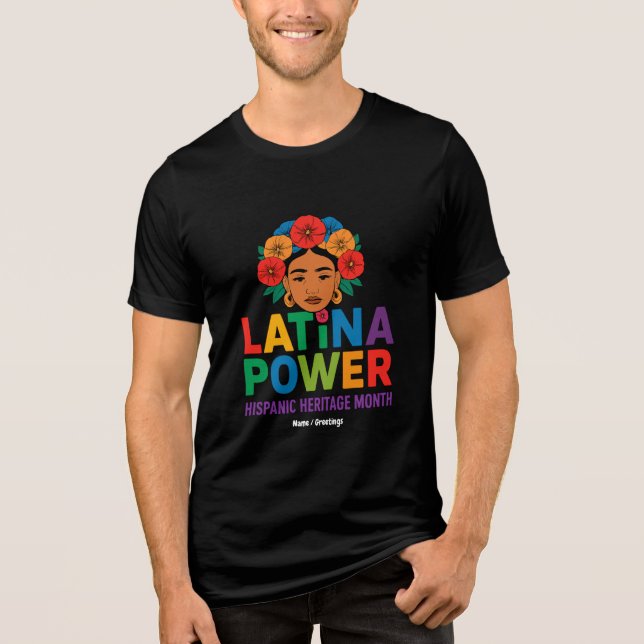 Camiseta Título: Mulheres Latina Flores Hispânicas Mês (Frente)