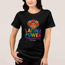 Camiseta Título: Mulheres Latina Flores Hispânicas Mês