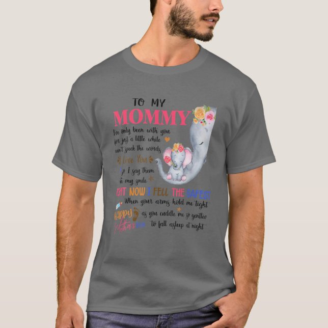 Camiseta To My Mommy Cute Baby Elephant Baby Annoucement Wo (Frente)