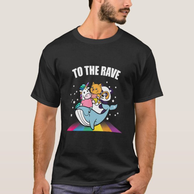 Camiseta To The Rave Unicorn Cat Panda   EDM Music Rave Tec (Frente)