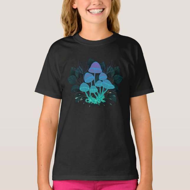 Camiseta Toadstools em arbustos (Frente)