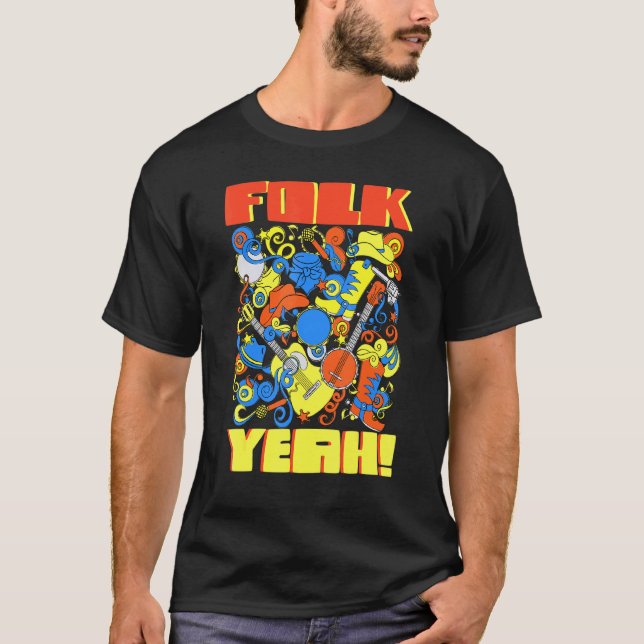 Camiseta Toca Banjo Violão Folk Yeah (Frente)