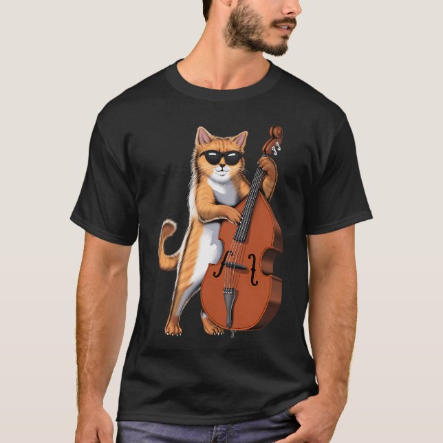 Camiseta Toca Contrabaixo Gato (Frente)