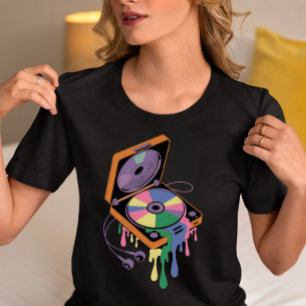 Camiseta Toca-Discos Colorido Derretido