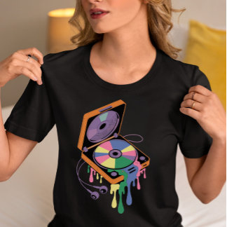 Camiseta Toca-Discos Colorido Derretido