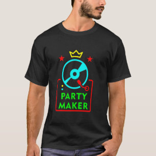 Camiseta Toca-discos DJ Criador de Festa Estilo Retrô Diver