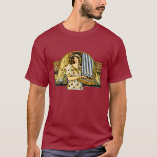 Camiseta Toca Flares de Órgão Anjo Art Nouveau Antiga Músic