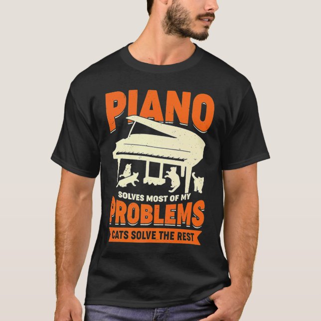 Camiseta Toca piano para um gato (Frente)