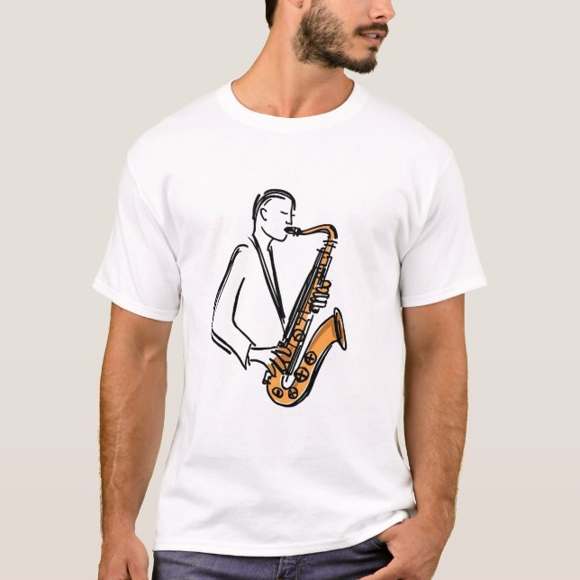 Camiseta Toca Saxofone – Amante da Música (Frente)