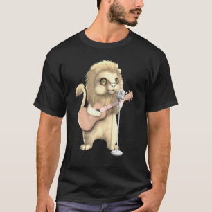 Camiseta Toca violão cantando Leão Músico Música Violonista