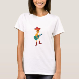 Camiseta Toca violão esqueleto festivo