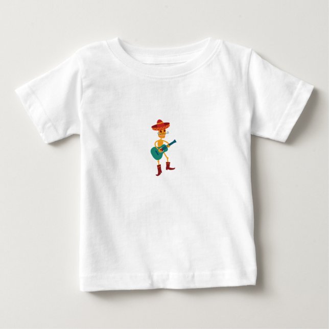 Camiseta Toca violão esqueleto festivo (Frente)
