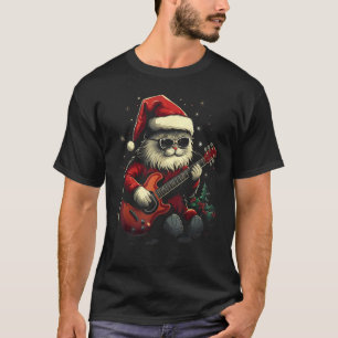 Camiseta Toca Violão Gato De Natal Presente De Natal Engraç