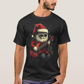 Camiseta Toca Violão Gato De Natal Presente De Natal Engraç