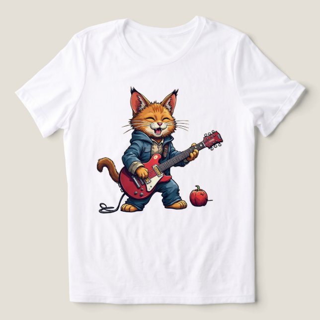Camiseta Toca violão gato laranja (Design frontal)