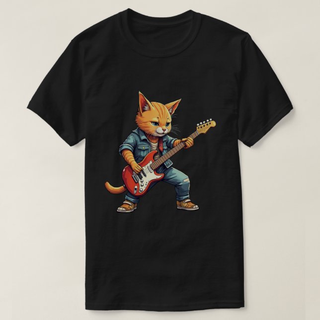 Camiseta Toca violão gato laranja (Frente do Design)