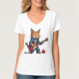 Camiseta Toca violão gato laranja