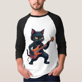 Camiseta Toca violão gato preto