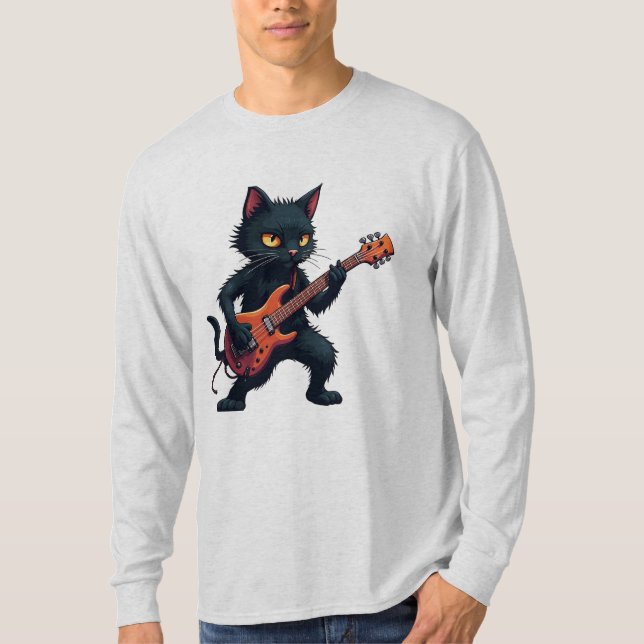 Camiseta Toca Violão Gato Preto (Frente)
